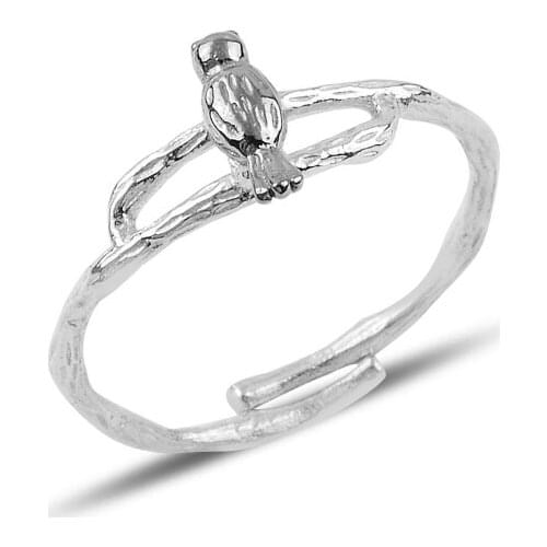Silver 925 Sterling Bird & Branch Pattern Ring