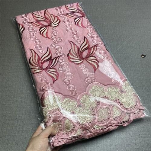 5 yard Swiss lace fabric latest heavy beaded embroidery African 100% cotton fabrics Swiss voile lace popular Dubai style 1L04121