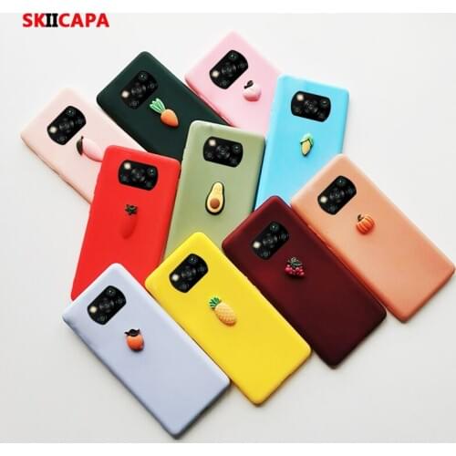 For xiaomi POCO X3 NFC M3 3D Fruit Peach Grape Silicone Cases For xiaomi POCO M3 x3 nfc Candy Color Cartoon Silicone Back Cover