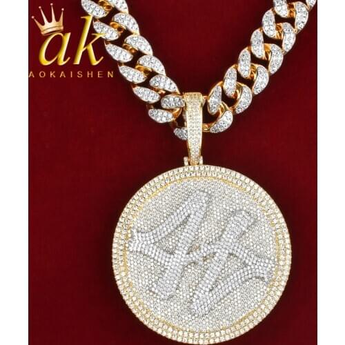 Spinning Pendant Cuban Chain Necklace Charm real gold Plated jewelry