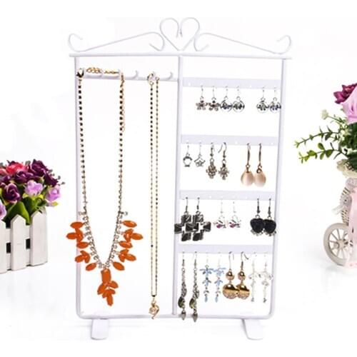 Earrings Necklace Ear Studs Jewelry Display Rack Organizer Simple Style Metal Stand Holder Display Shelf Jewelry Stand Holder