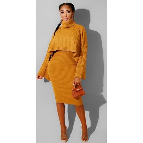 Knit Sweater and Skirt Two Piece Set Sets Women Tracksuit Sweatsuits Velour Casual Streetwear Sexy Work Female Autumn Winter