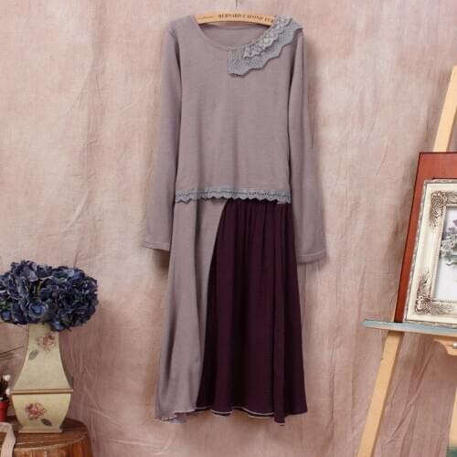 Tweed hippie boho vestidos longo suede moda mujer sweater knitted korean roupas feminina mesh patchwork fall autumn winter dress