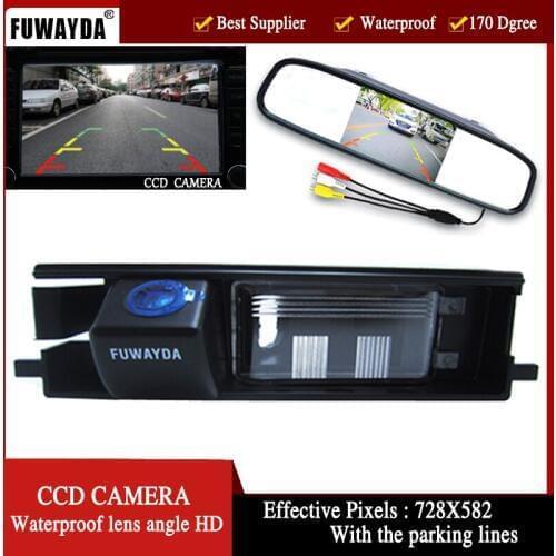 FUWAYDA waterproof night vision Color CCD Car RearView Camera for Toyota RAV4 RAV-4 ,with 4.3 Inch Rear view Mirror Monitor