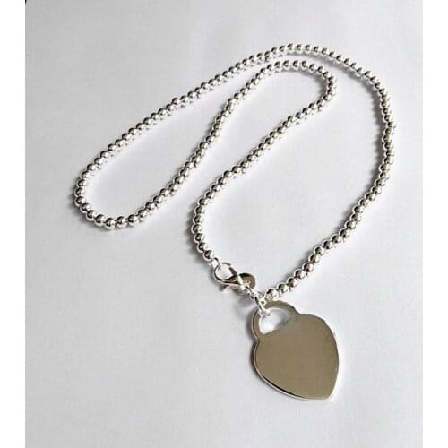 925 Sterling Silver heart card pendant bead chain Necklace For Women Fashion party brands Jewelry high quality Christmas Gifts