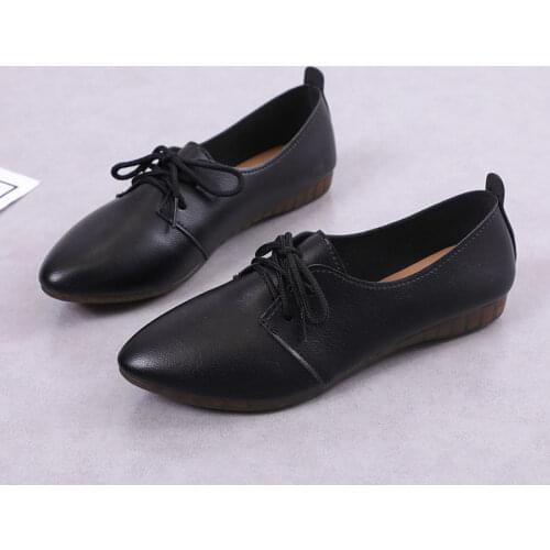 New Big Size 2021 Spring Women Flats Shoes Women Genuine Leather Flats Ladies Shoes Female Cutout Slip on Ballet Flat Loafers