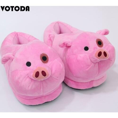 Winter Warm Girl Shoes Cartoon Cute Pink Plush Slides Women’s Furry Soft Comfortable Home Flip Flops Ladies Plush Animal Shoes