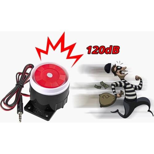 1Pcs Super Loud 120dB Sound Alarm System Compact DC 12V Indoor Siren Durable Wired Mini Horn Siren For Home Security Wholesale