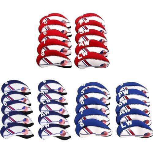 10Pcs/Set Portable Sport Neoprene Golf Club Head Cover Iron Protective Headcover A2UF