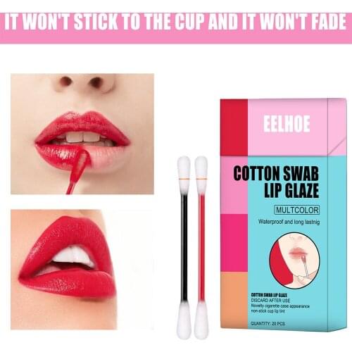 20pcs/set Lipstick Microbrush Long Lasting Waterproof Disposable Brushes Cotton Swab Lipsticks Korean Cigarette Case Lip Glaze