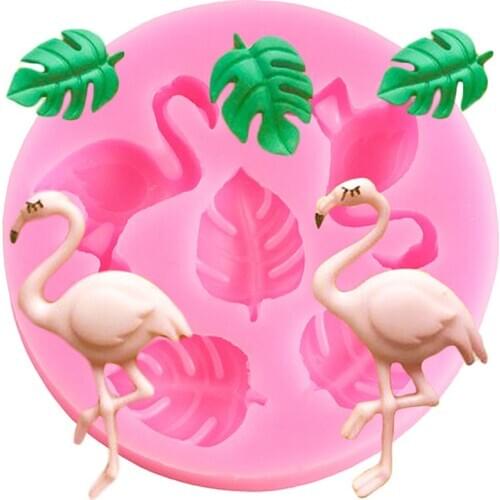 3D Flamingo Fondant Mold Baby Birthday Cake Decorating Turtle Leaf Silicone Molds Candy Polymer Clay Chocolate Gumpaste Moulds