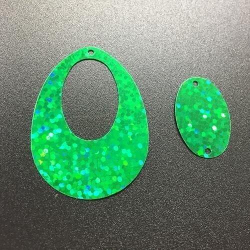 50g 25*40mm Big Size Hollow Egg Drop Oval Shape Sequins Crafts Sewing ,Women Kids Diy Garment Accessories Laser Green
