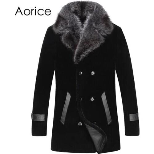 Aorice MT811 2020 Men new fashion 100% wool short jackets with raccoon fur collar fall winter casual outwear windbreakers