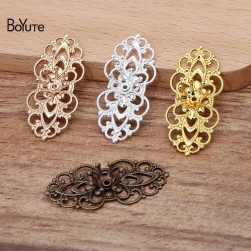 BoYuTe 20Pcs 15*33MM Brass Flower Charms European Vintage Diy Jewelry Accessories Filigree Findings