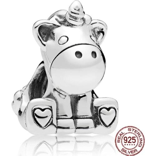 2018 NEW 100% 925 Sterling Silver BR The Unicorn Charm Clear CZ Bead DIY Bracelet Original Fashion Women Jewelry