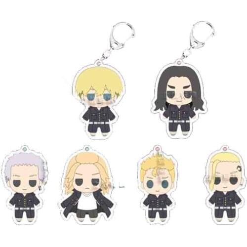 Anime Tokyo Revengers Cosplay Key Chains Two-sided Keychain Acrylic Pendant Manjiro Ken Takemichi Hinata Atsushi Chibi Keyring