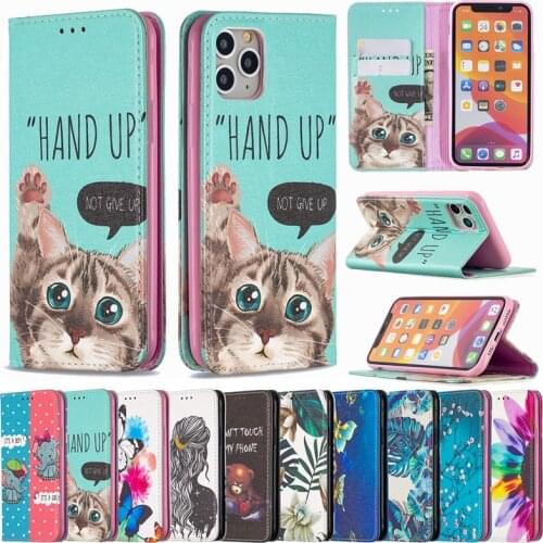 Painted Leather Case Wallet Case For iPhone 7 8 Plus 11 12 Pro Max 12 Mini X XR XS Max SE2020 Color Print Pattern Stand Case