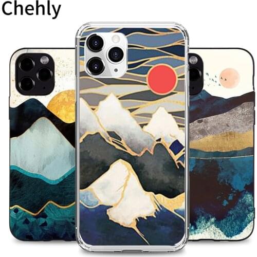 Phone Case for iPhone 6s 7 8 11 Plus Pro X XS MAX XR SE landscape painting Cases Soft Silicone Fitted TPU Back Accessorie Cover
