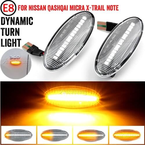Dynamic LED Fender Side Marker Turn Signal Lights Amber For Nissan Qashqai Dualis Juke Micra March Micra Note X-Trail