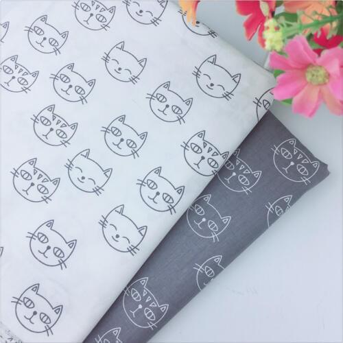 Diy Fabric Manual bag Cloth Cute Cat Head Gray Cotton Fabric For Sewing Patchwork Fabric Textile Tilda Doll Body Cloth Syunss