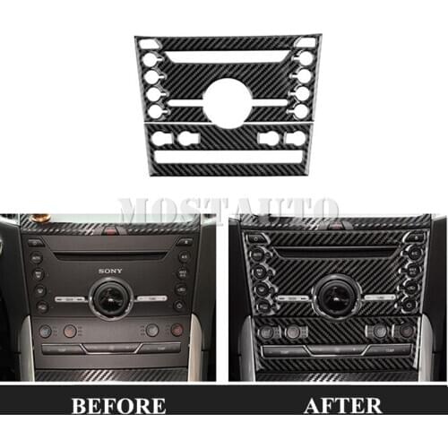 For Ford Edge Carbon Fiber Center Console CD Panel Trim Cover2015-2017 2pcs Car Accessories Interior Car Decor