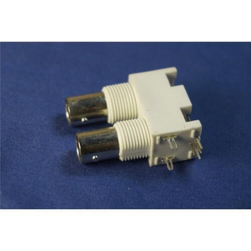 200pcs Dual BNC Connector Jack Female Socket 50 Ohm Panel Mount Through Hole Right Angle Solder 2 Ports