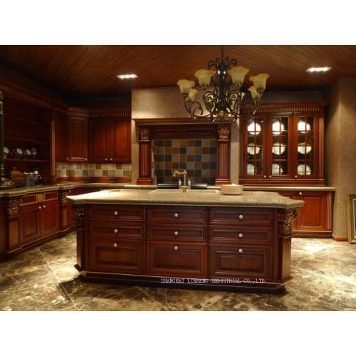 Classic best-selling solid wood kitchen cabinets(LH-SW065)