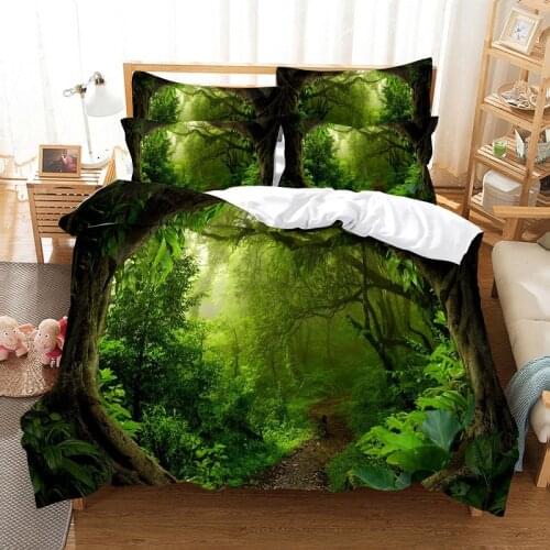 Magical Forest Bedding Duvet Cover Set 3d Digital Printing Bed Linen Fashion Design Comforter Cover Green Bedding Sets Bed Set