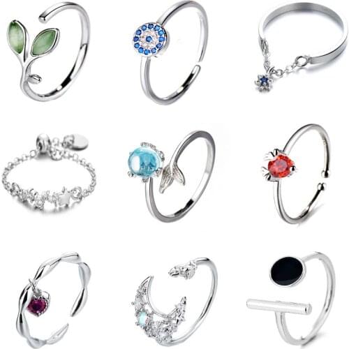 Korean Luxury AAAAA Zirconia Exquisite Rings for Women Jewelry Ocean Heart Charm Chain Women Ring Hypoallergenic Silver Plated