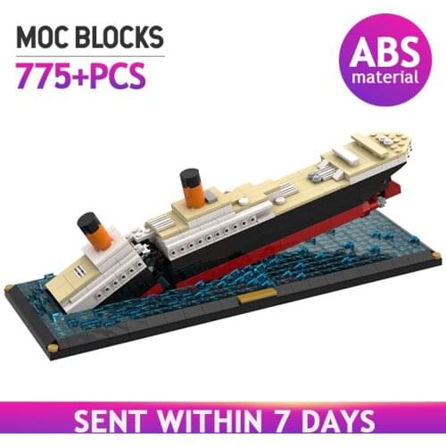 MOC The Sinking of Titanic Cruise Boat Ship Model Building Blocks 3D Movie Scene Bricks Educational DIY Ideas Toys for Kids Gift
