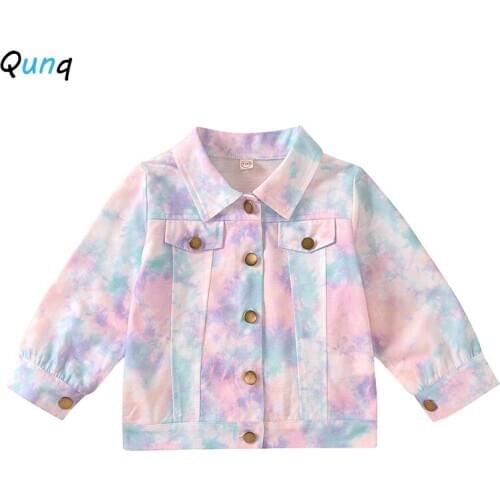 Fashion Tie Dye Girls Coat 2021 New Spring Fall Cotton Baby Toddler Kids Tops Clothes 1 2 3 4 5 6 Year Children Outerwear