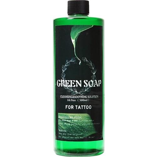 500ML Green Soap For Tattoo Analgesic Effect Lighten Redness Quality Green Algae Soap Tattoo Cleaning Liquid Supplies