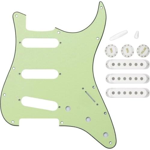Set of 11 Hole SSS Guitar Pickguard Strat 52/52/52mm Pickup Cover Tone Volume Knobs Switch Tips Guitar Accessories