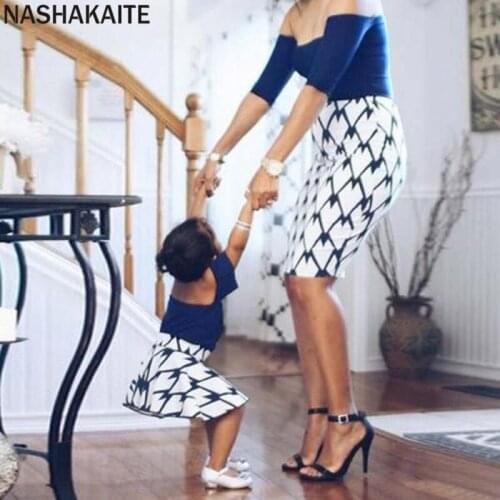 NASHAKAITE Mother Daughter Dresses New Off Shoulder Plaid Mini Dress Mother and Daughter Clothes Family Look Dress