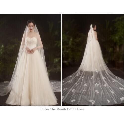 Wholesale One-Layer 3D Flower Lace + Pear Bridal Veil For Wedding Dress Veil