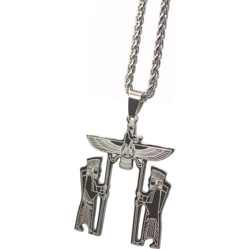 Zkd Ahura Mazda Farvahar Zoroastrian Persian Stainless Steel pendant necklace Ahura Mazda Farvahar Zoroastrian Persian jewelry