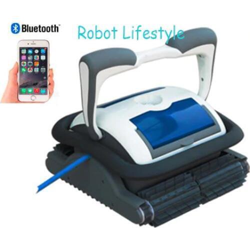Most professional swimming pool cleaner robot with 18m cable,smartphone control,caddy cart,self-diagnostic,programmable cleaning