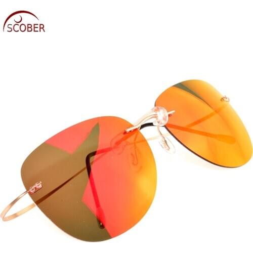 = SCOBER = New Designer Rimless Polarized Sunglasses Ultra Light elastic Radiation Anti-UV Mirror lenses