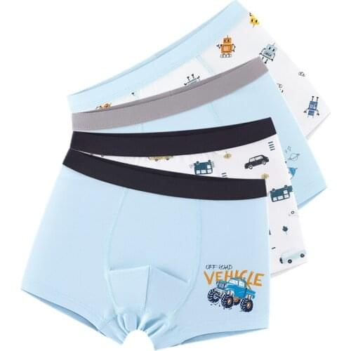 Blue Cotton Boys Panties Boxer Underwear Car Rocket Kids Shorts Bottoms Child Clothes 7 8 9 10 11 12 13 14 Years Old OKU203008