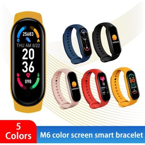 M6 Smart Bracelet Watch Fitness Tracker Heart Rate Blood Pressure Monitor Color Screen IP67 Waterproof For Mobile Phone