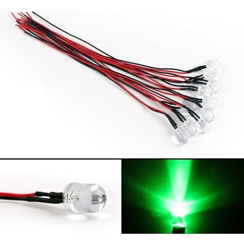 DC12V 5mm Red Yellow Blue Green White Pre-Wired Water Clear LED 20CM Super Bright Diode LED Lamp Light 10pcs/lot