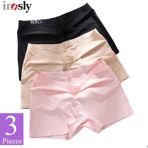3 Pieces/Pack Women Boyshorts Seamless Female Boxer Ice Silk Ladies Safety Short Pants Mid Waist Summer Breathable Women Boxer