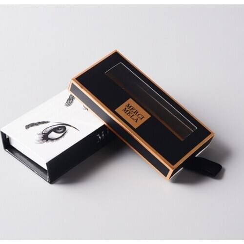 UV Protected Glossy Lamination Pink Glitter Custom Eyelash Box Packaging With Black Foil Private Label Logo ---PX10875