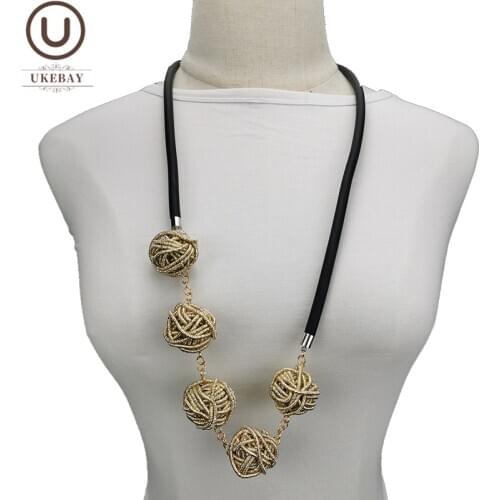 UKEBAY New Gold Necklaces Women Pendant Necklace Handmade Gold Jewelry Bead Necklace Wedding Accessories Gift Festival Jewellery