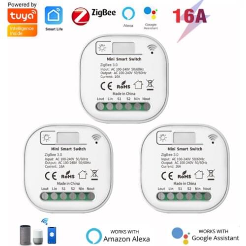 Tuya Zigbee Smart Light Switch Module, Smart Home Automation DIY Breaker Supports 2 Way Control, Work With Alexa Google Home