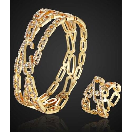 Vankeliif Brand Simple Bangle and rings womens jewelry set zircon micro-inlaid hollow cross classic popular jewelry best gift