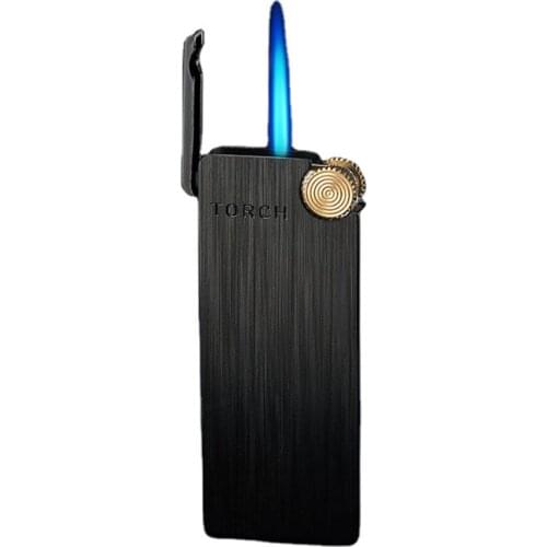 High quality torch blue flame windproof Butane gas lighter adjustable electroplating small lighter for men