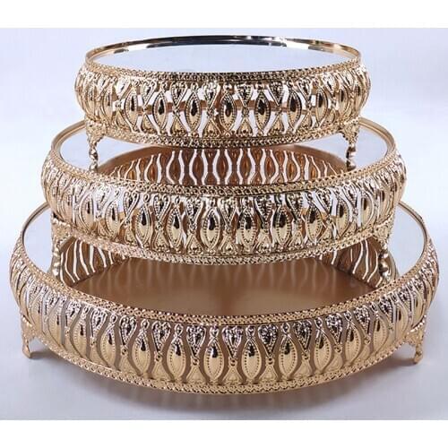 Metal Wedding Cake Stand Decoration Party Mirror Tray Dessert Electroplate Gold Cupcake Table Home Display Tools