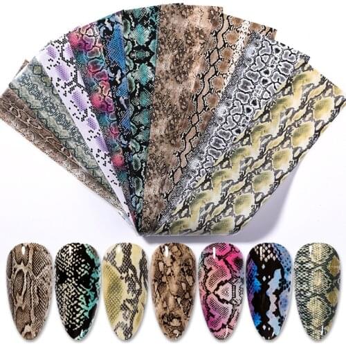 10pcs/Bag Nail Foils Set Serpentine Leopard Pattern Animal Nail Art Transfer Sticker Slide Nail Art Decals Nails Accessories