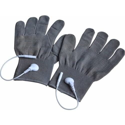2 Pairs/Pack Conductive Massage Gloves physiotherapy electrotherapy electrode Gloves Deep Gray